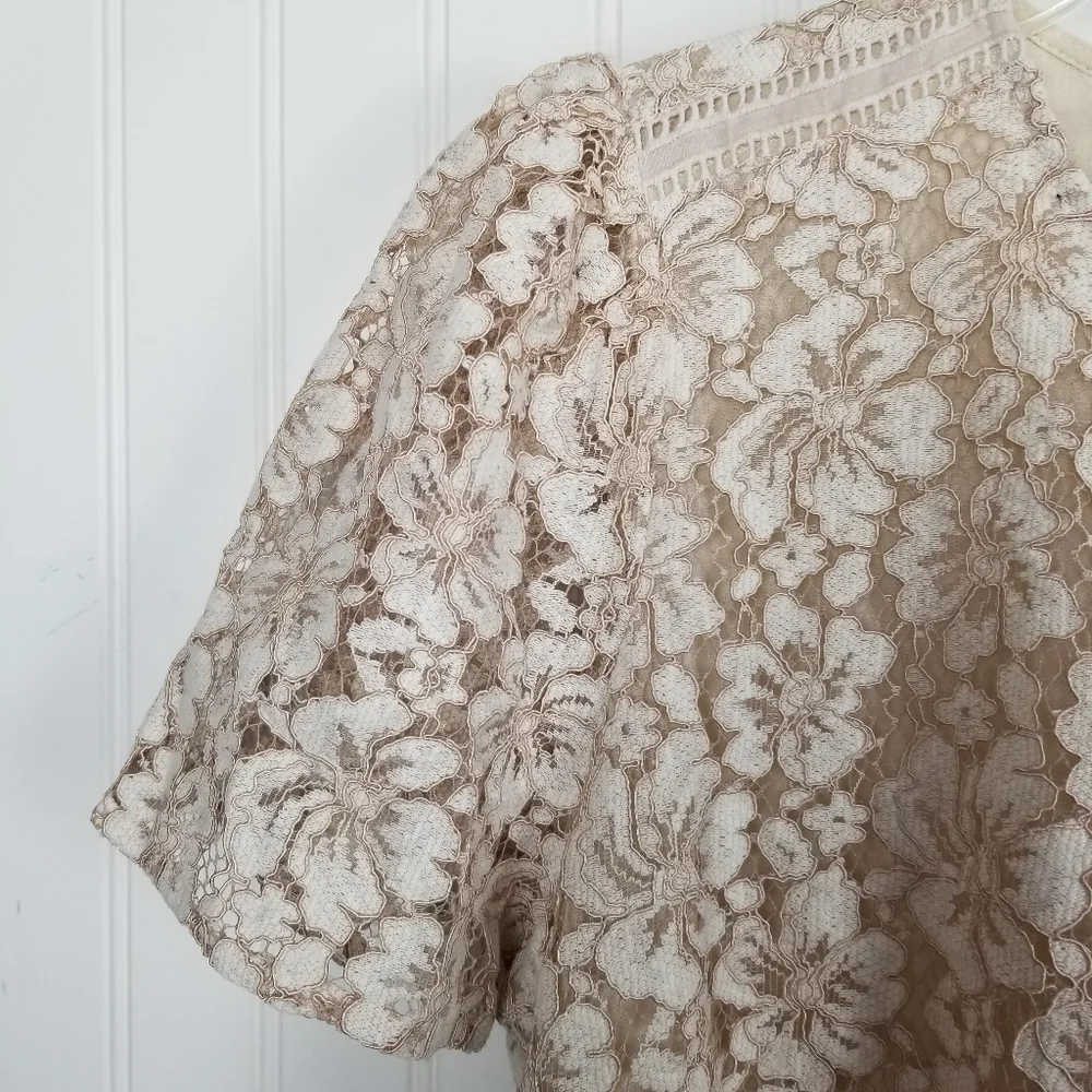 Adelyn Rae NWT Womens Lace Overlay Top Size Large Romantic Cottagecore Prairie - Picture 3 of 10
